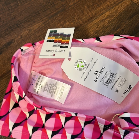 Time and Tru Women's Plus Size Geo Print V- Wire Bikini Top Size 3X (24W-26W) - Picture 7 of 9